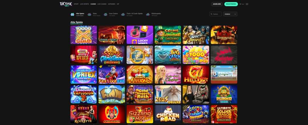 Tiktakbet Casino Spiele