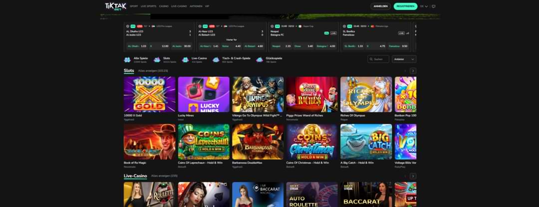 Offizielle Website von Tiktakbet Casino