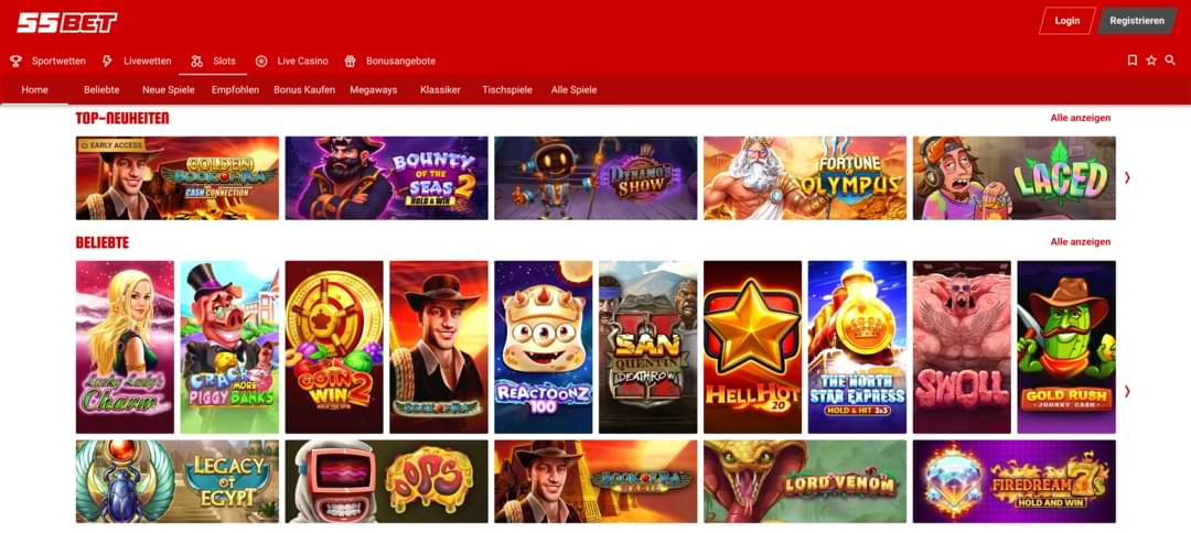 Spiele bei 55Bet Casino