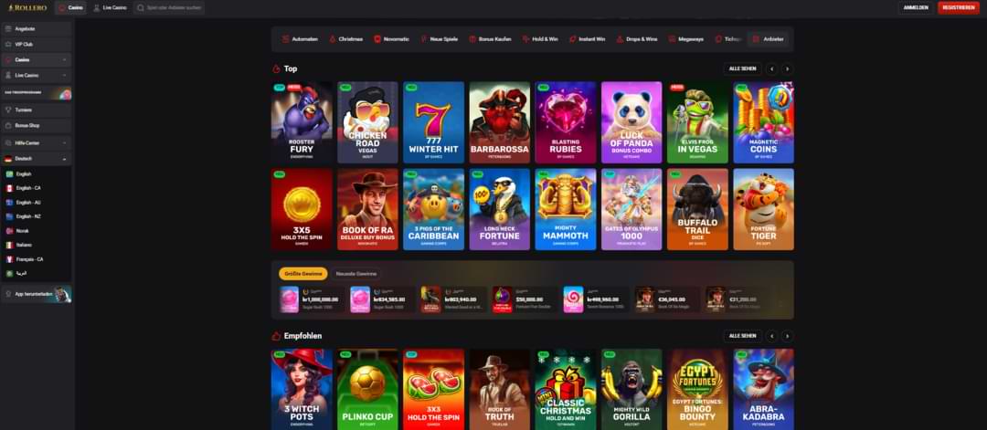 Spiele bei Rollero Casino
