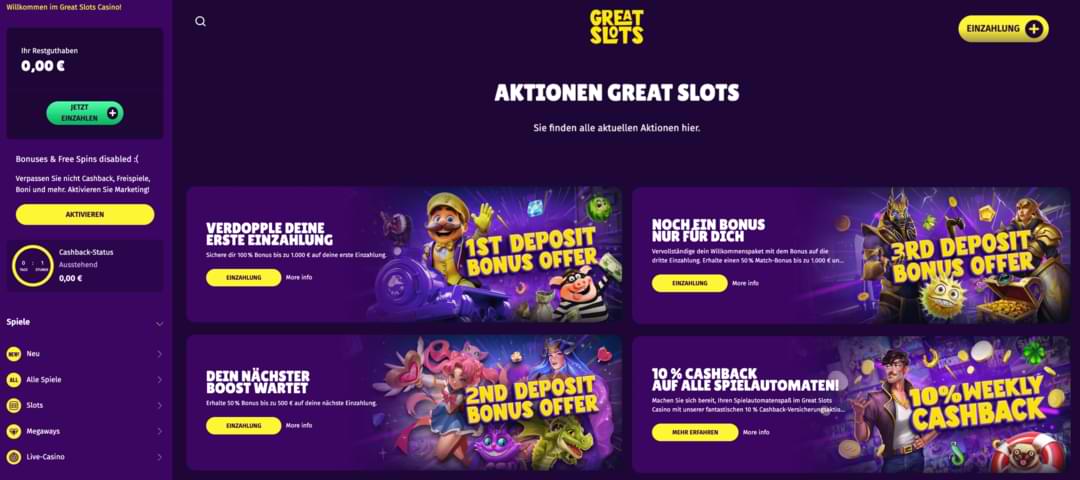GreatSlots Casino Boni