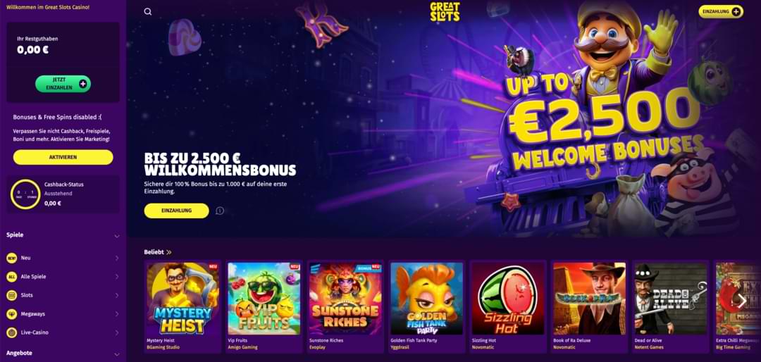 GreatSlots Casino Offizielle Website