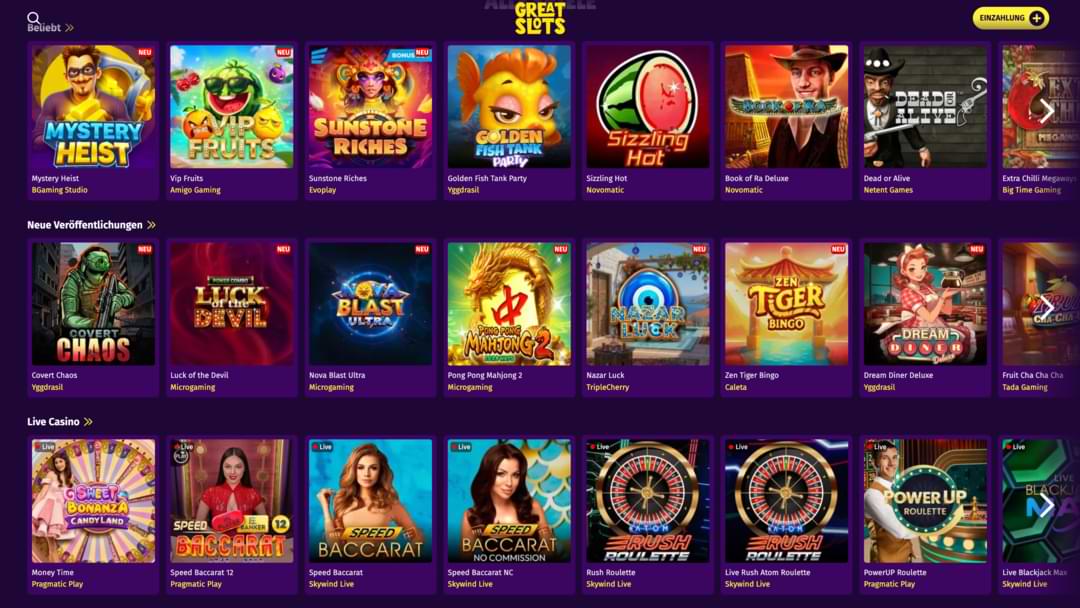GreatSlots Casino Spiele